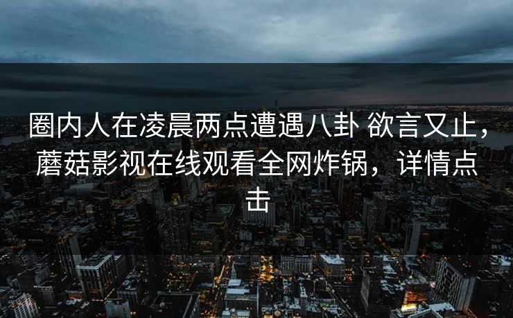 圈内人在凌晨两点遭遇八卦 欲言又止，蘑菇影视在线观看全网炸锅，详情点击