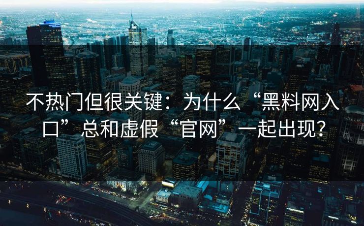 不热门但很关键：为什么“黑料网入口”总和虚假“官网”一起出现？