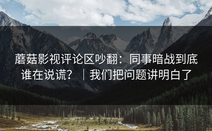 蘑菇影视评论区吵翻：同事暗战到底谁在说谎？｜我们把问题讲明白了